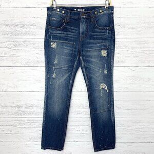 BDG Women's Jeans Slim Slouch Straight Leg Distressed Splattered Patched 26